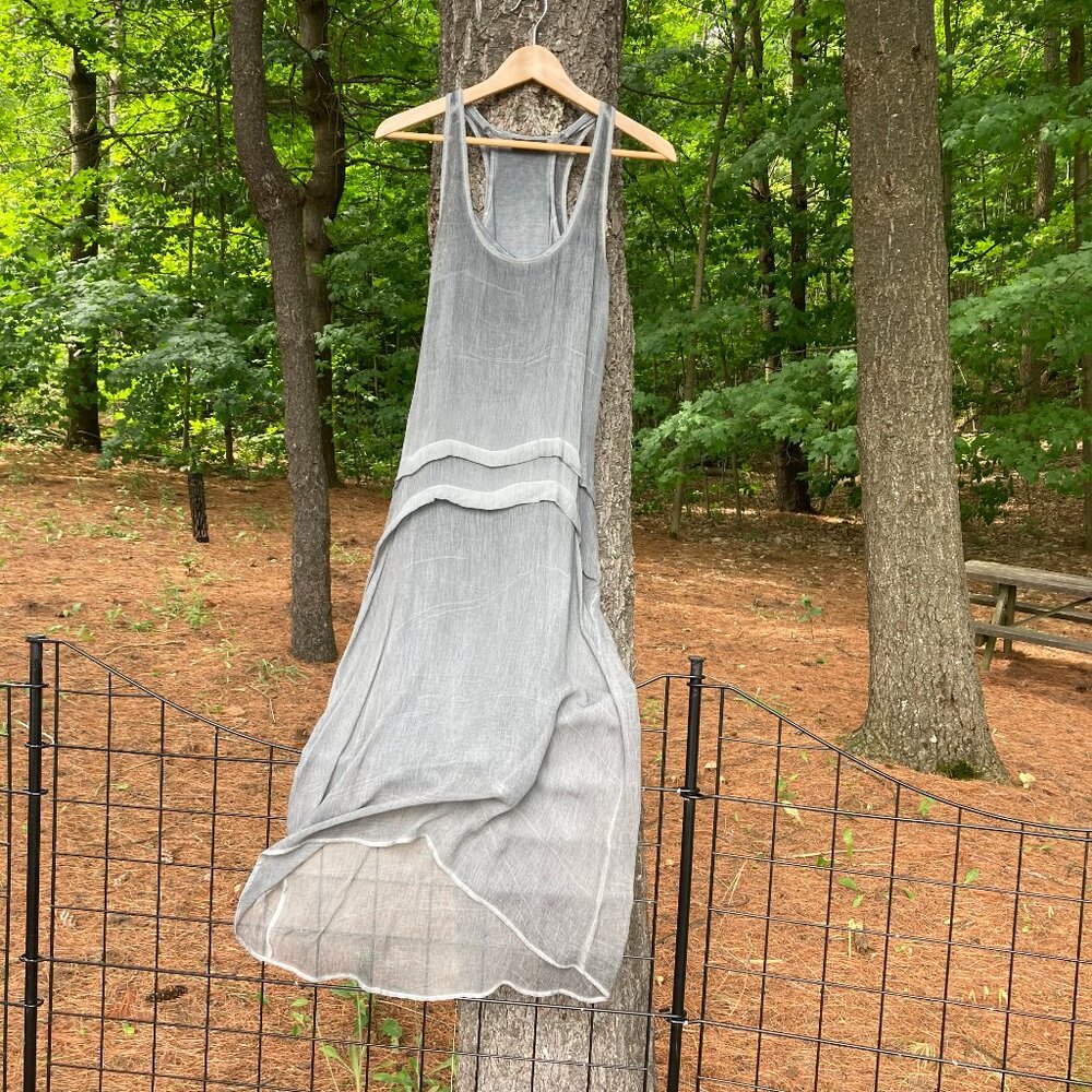 Unique Runway DKNY Summer Dress, M, Distressed Shades of Gray